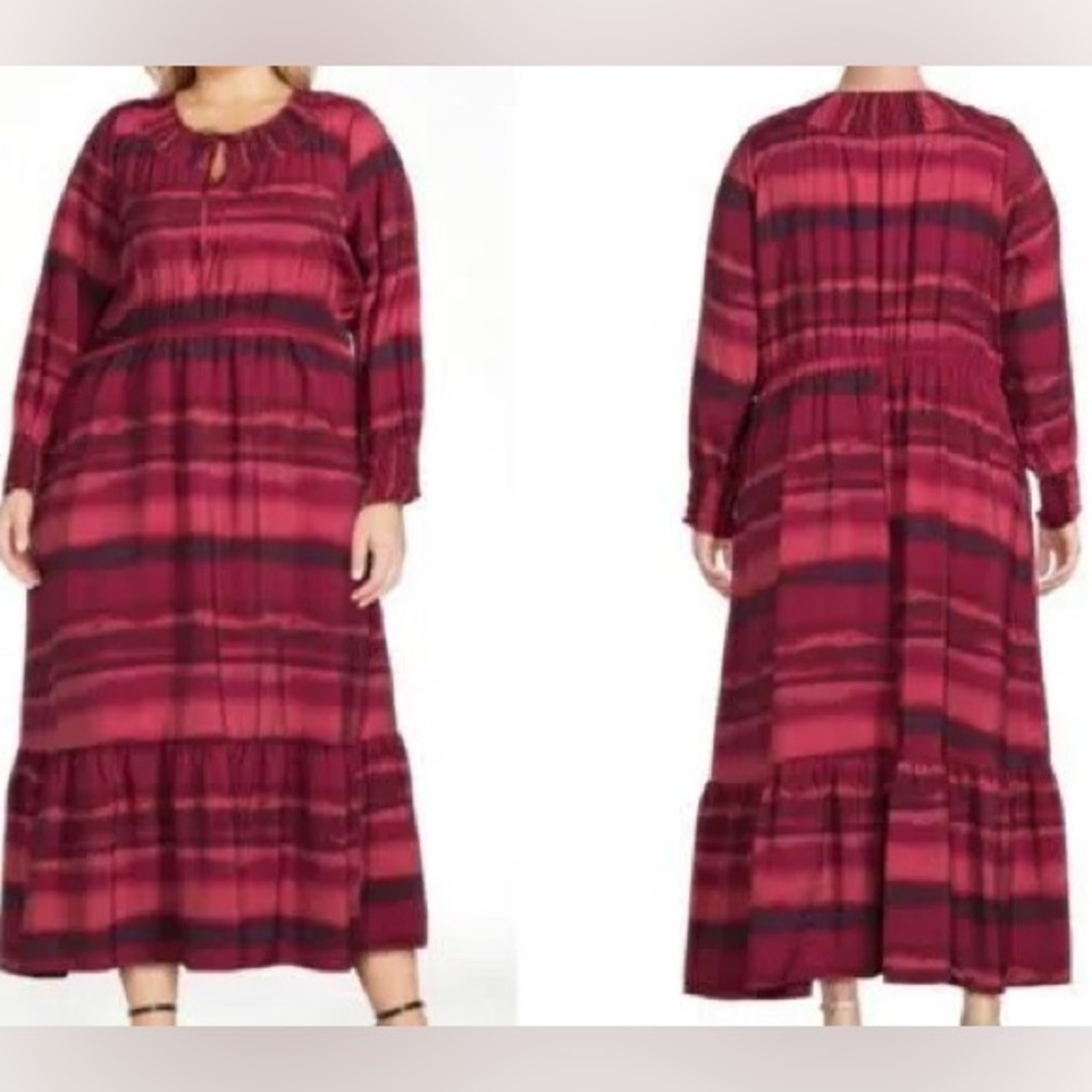 Terra & Sky Plus Size Tiered Peasant Maxi Dress * Closeout *